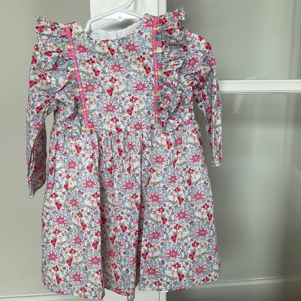 Pippa & Julie pink floral ruffle front dress